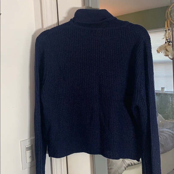 Navy Blue Turtle Neck Sweater - Picture 2 of 4